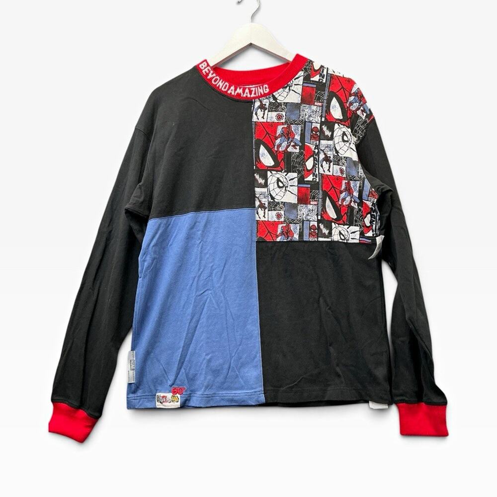 Marvel Spider-Man Adult Long Sleeve Color Block Tee Shirt Size M